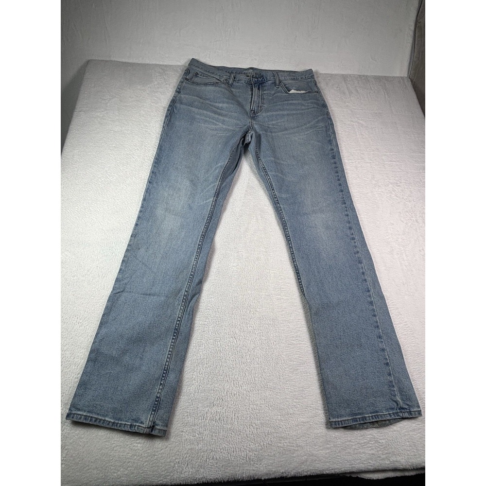 Old Navy Mens Jeans 36x34 Blue Light Wash Slim Straight Built In Flex Denim